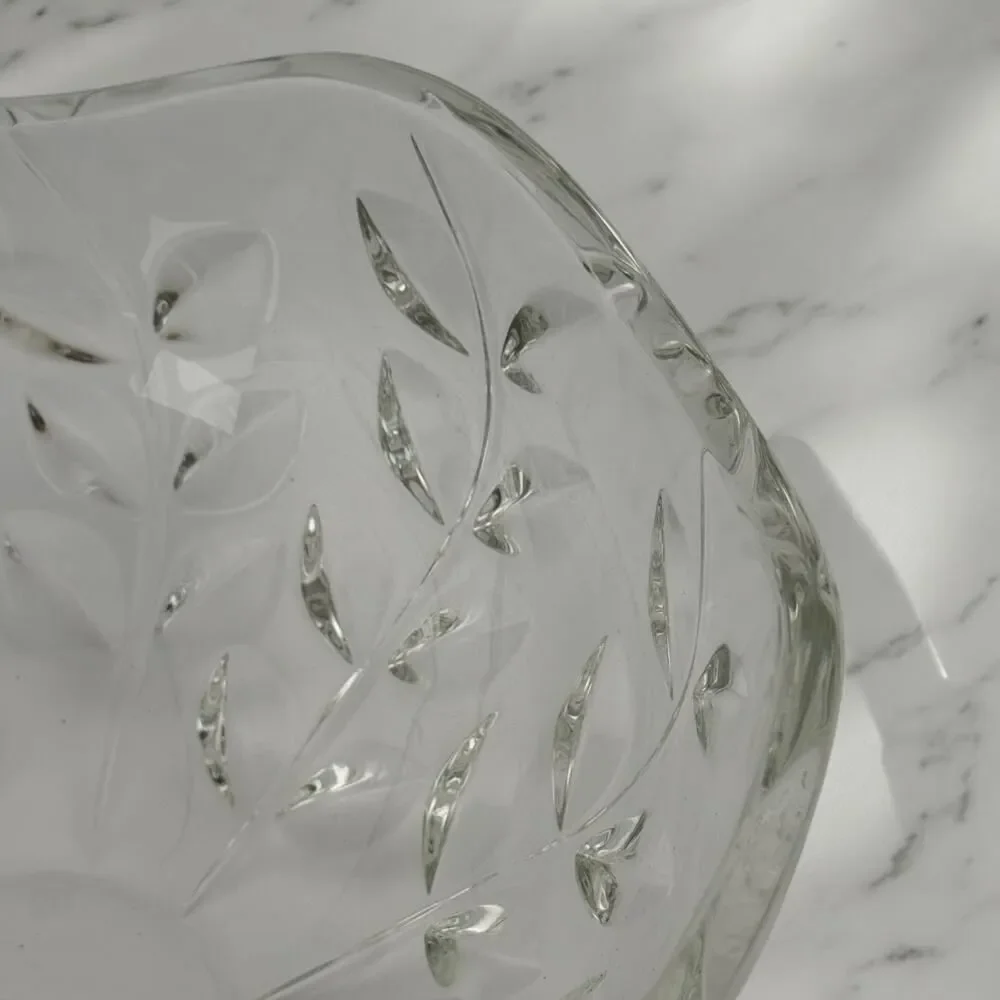 Tiffany & Co. Crystal Floral Vine Bowl 9.5 Inches Wide 4.5” High